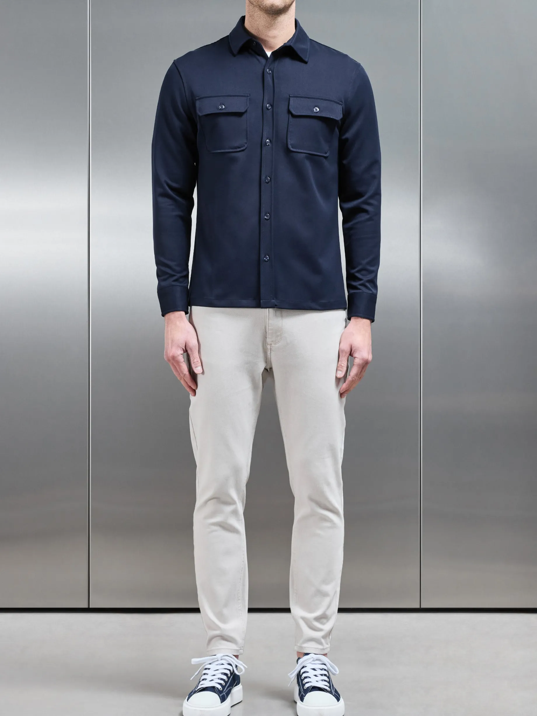 Textured Overshirt - Navy