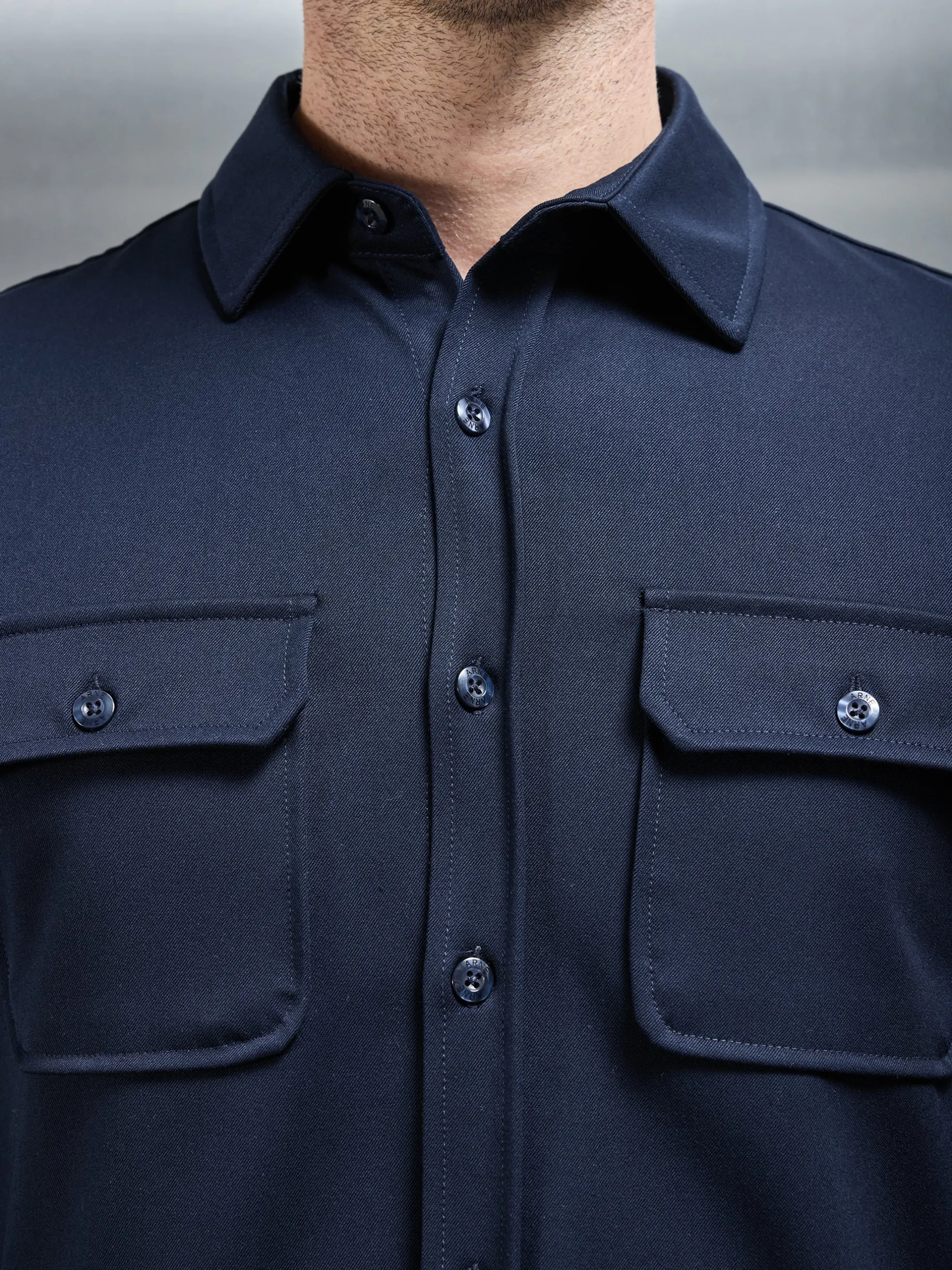 Textured Overshirt - Navy
