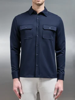 Textured Overshirt - Navy