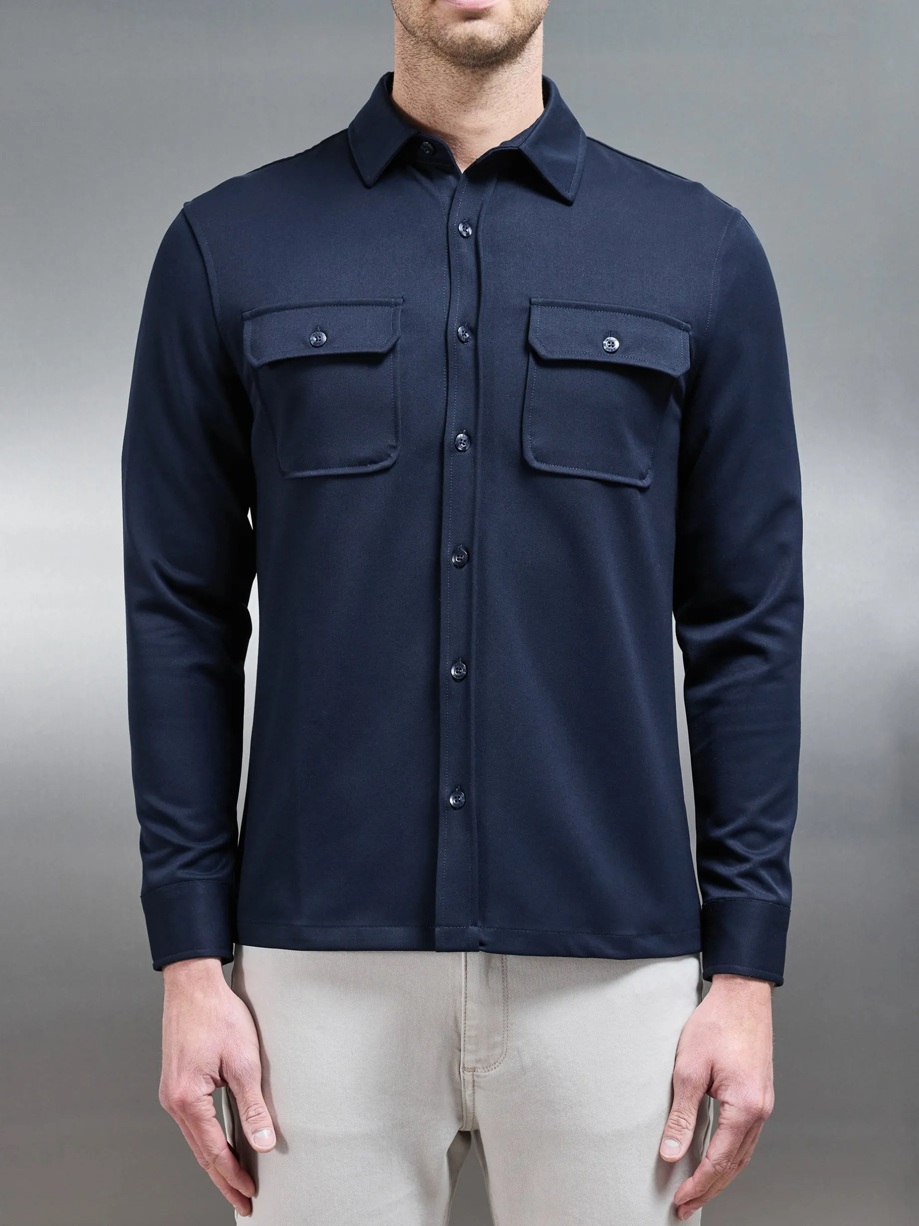 Textured Overshirt - Navy