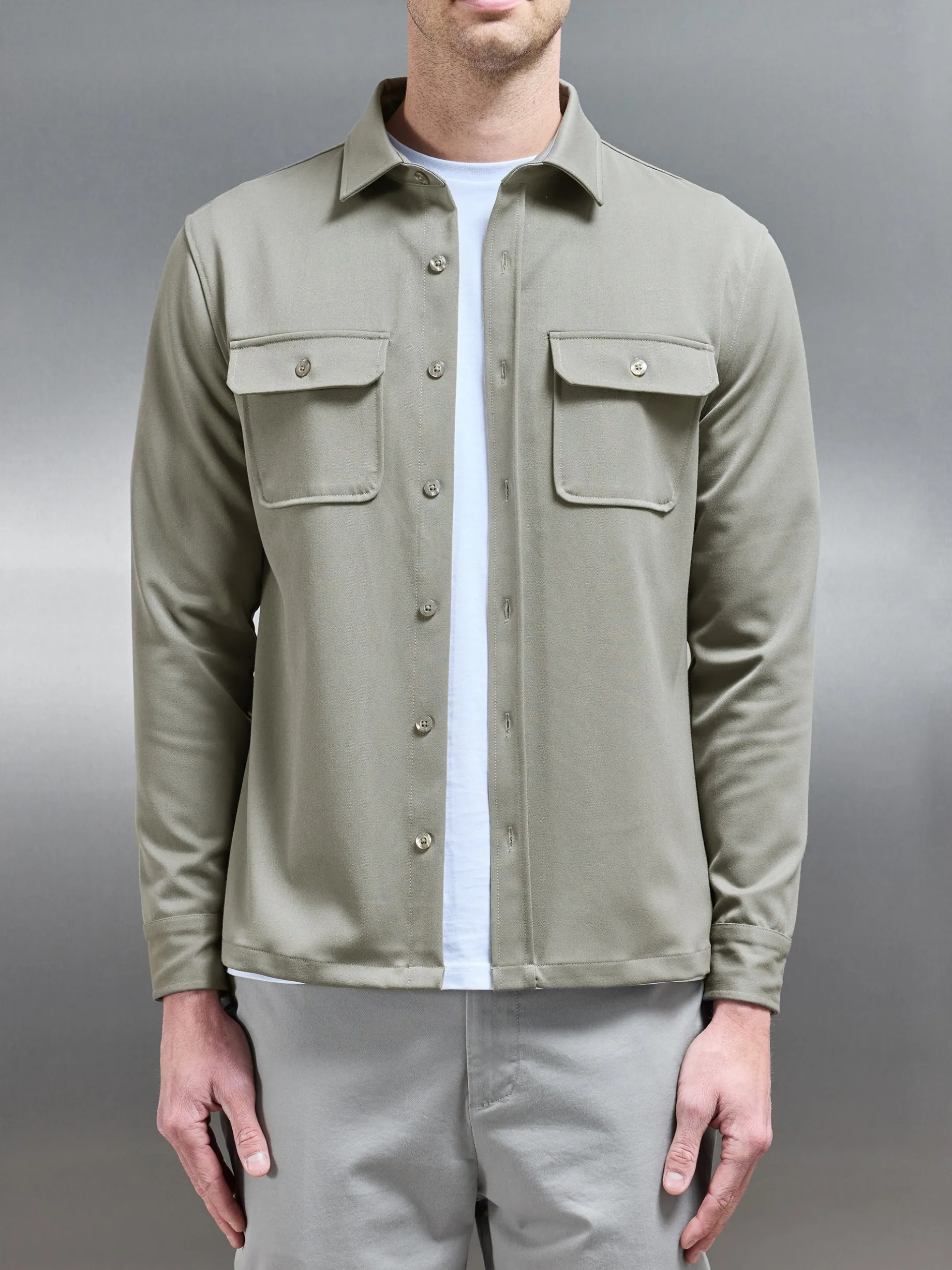 Textured Overshirt - Olive