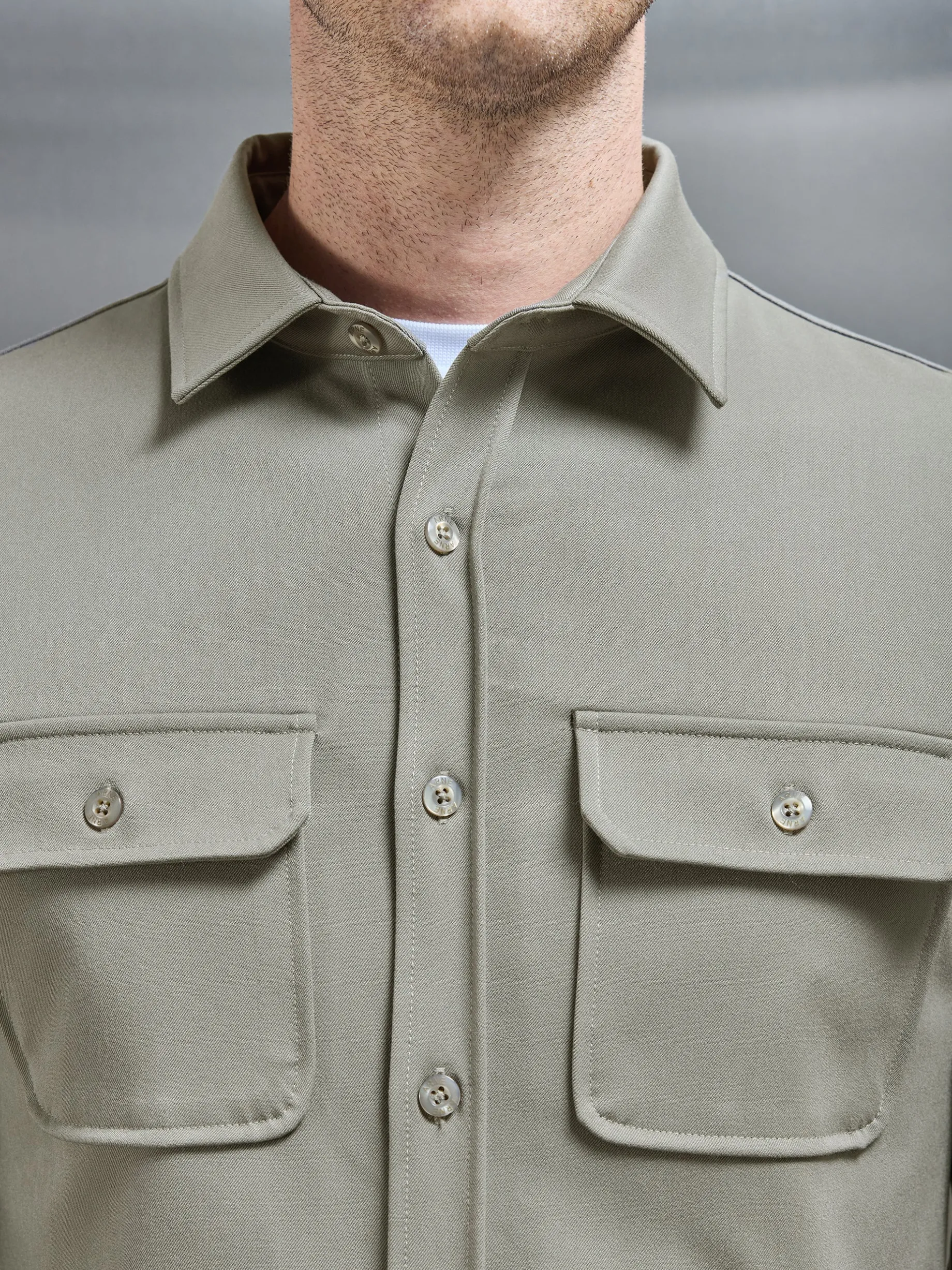 Textured Overshirt - Olive