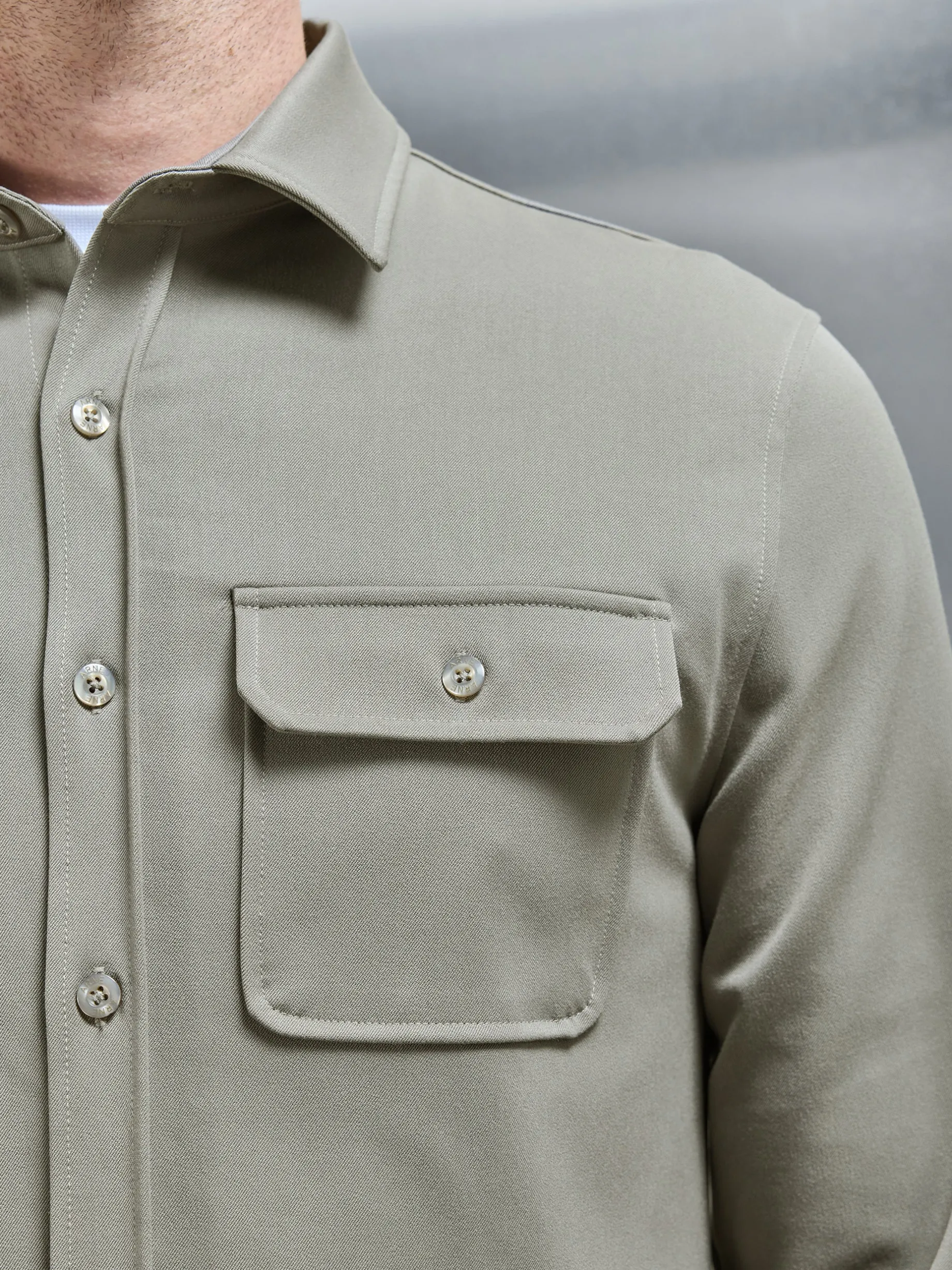 Textured Overshirt - Olive