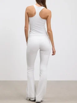 Womens Brushed Cotton Jersey Fold Over Flared Legging - Marl Grey