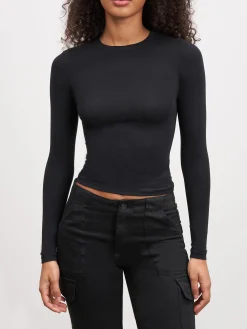 Womens Cotton Jersey Long Sleeve T-Shirt - Black