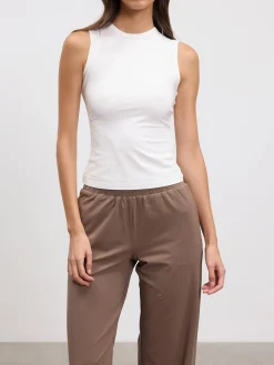 Womens Cotton Modal Round Neck Vest - White
