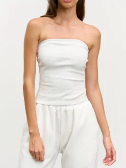 Womens Jersey Bandeau Top - Marl Grey