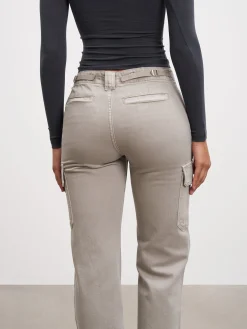 Womens Mid Rise Cargo Pant - Stone