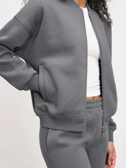 Womens Neoprene Bomber Jacket - Grey