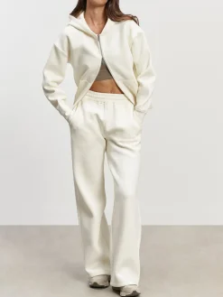 Womens Relaxed Straight Leg Jogger - Ecru