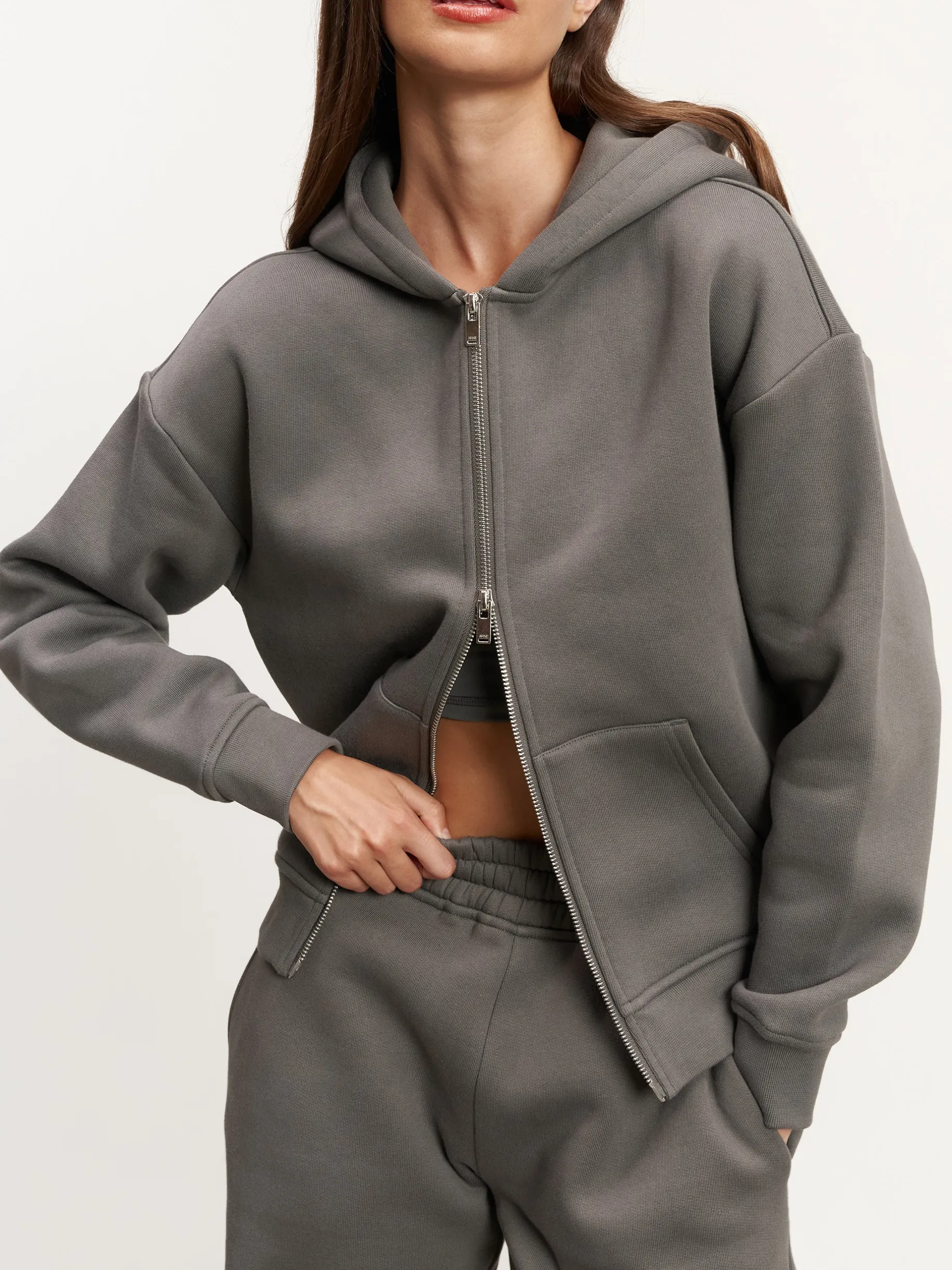 Womens Relaxed Zip Hoodie - Grey