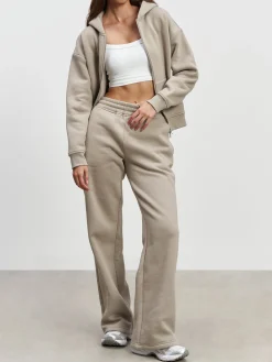 Womens Relaxed Zip Hoodie - Stone