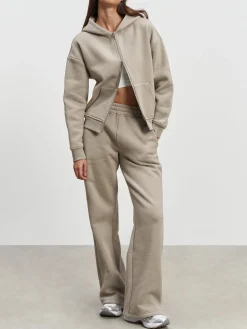 Womens Relaxed Zip Hoodie - Stone