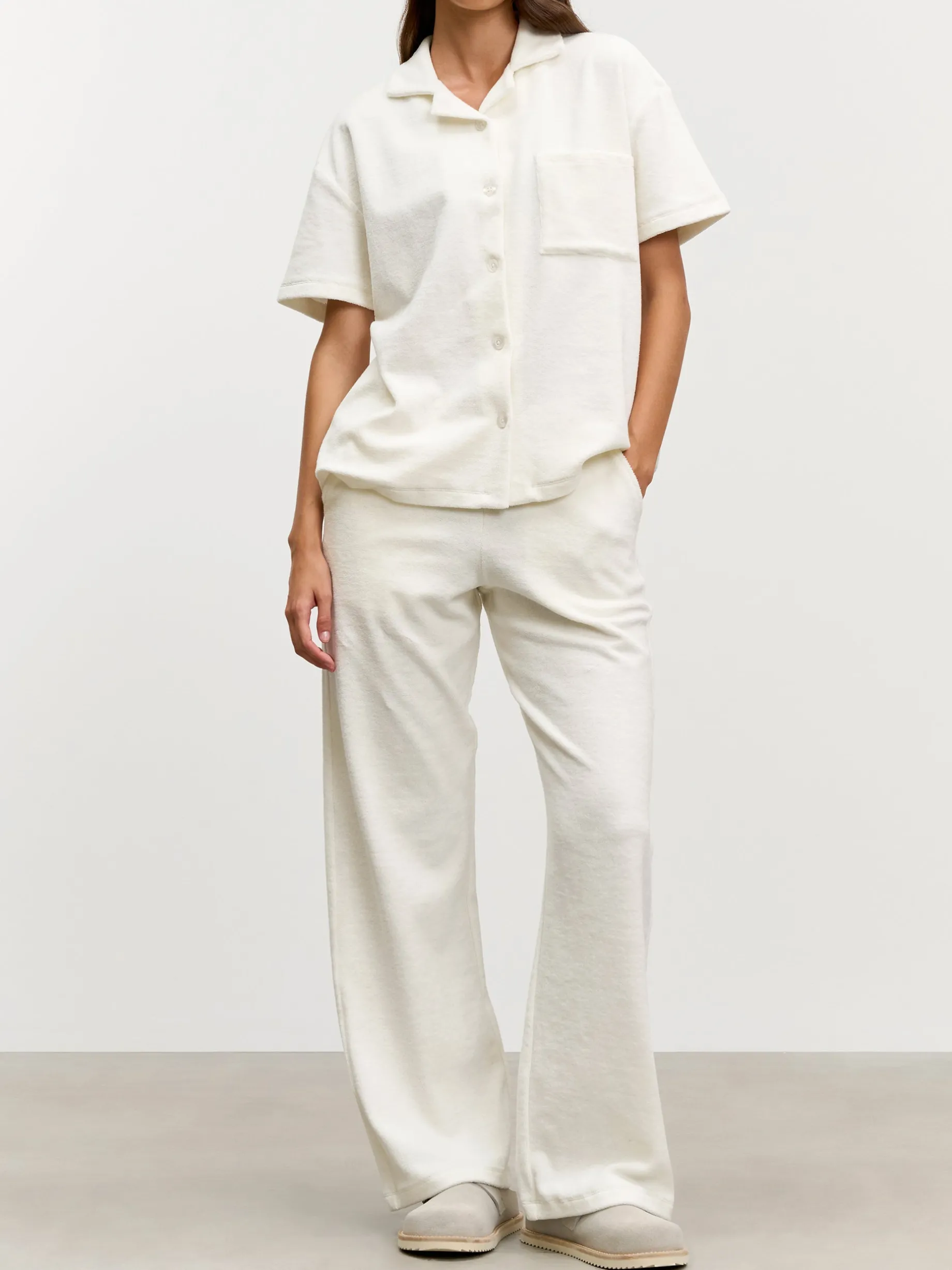 Womens Towelling Trouser - Ecru
