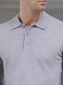 Wool Knitted Polo Shirt - Stone