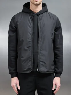 Zip Through Padded Vest - Black