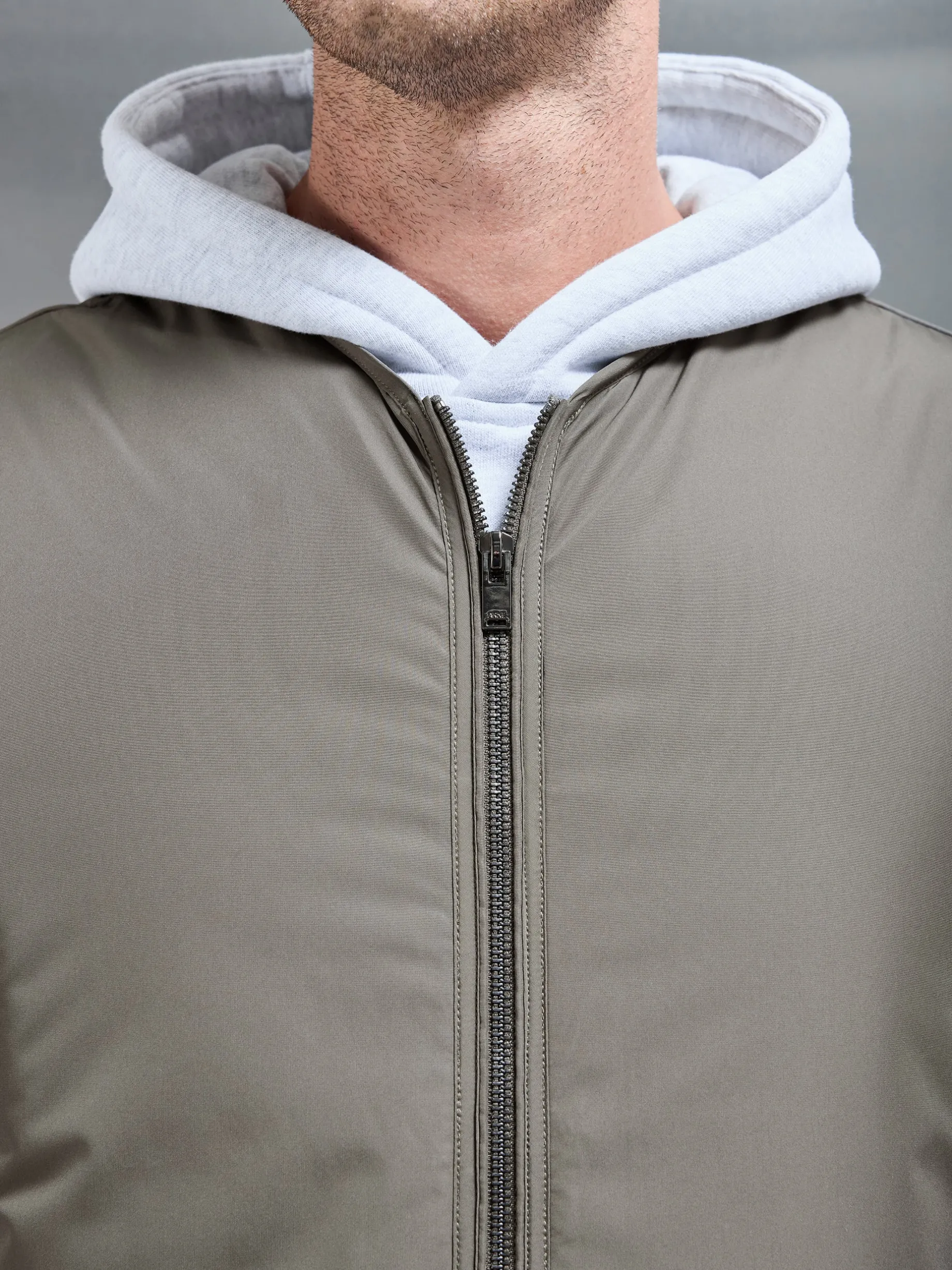 Zip Through Padded Vest - Olive
